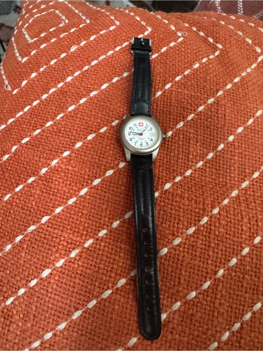 Wenger Men's Watch with Black Leather Strap and White Dial